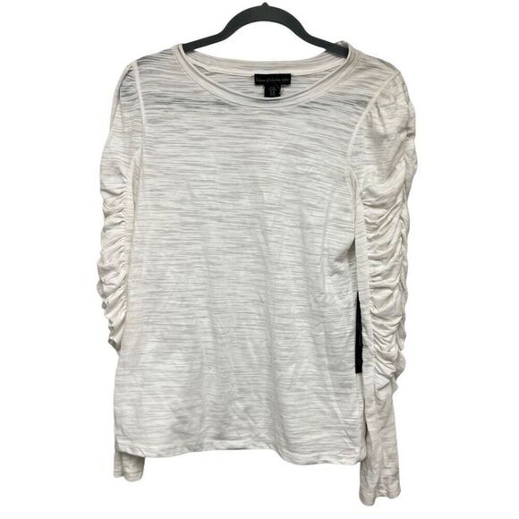 House of Harlow white sheer long sleeve ruched blouse size medium - Picture 1 of 5